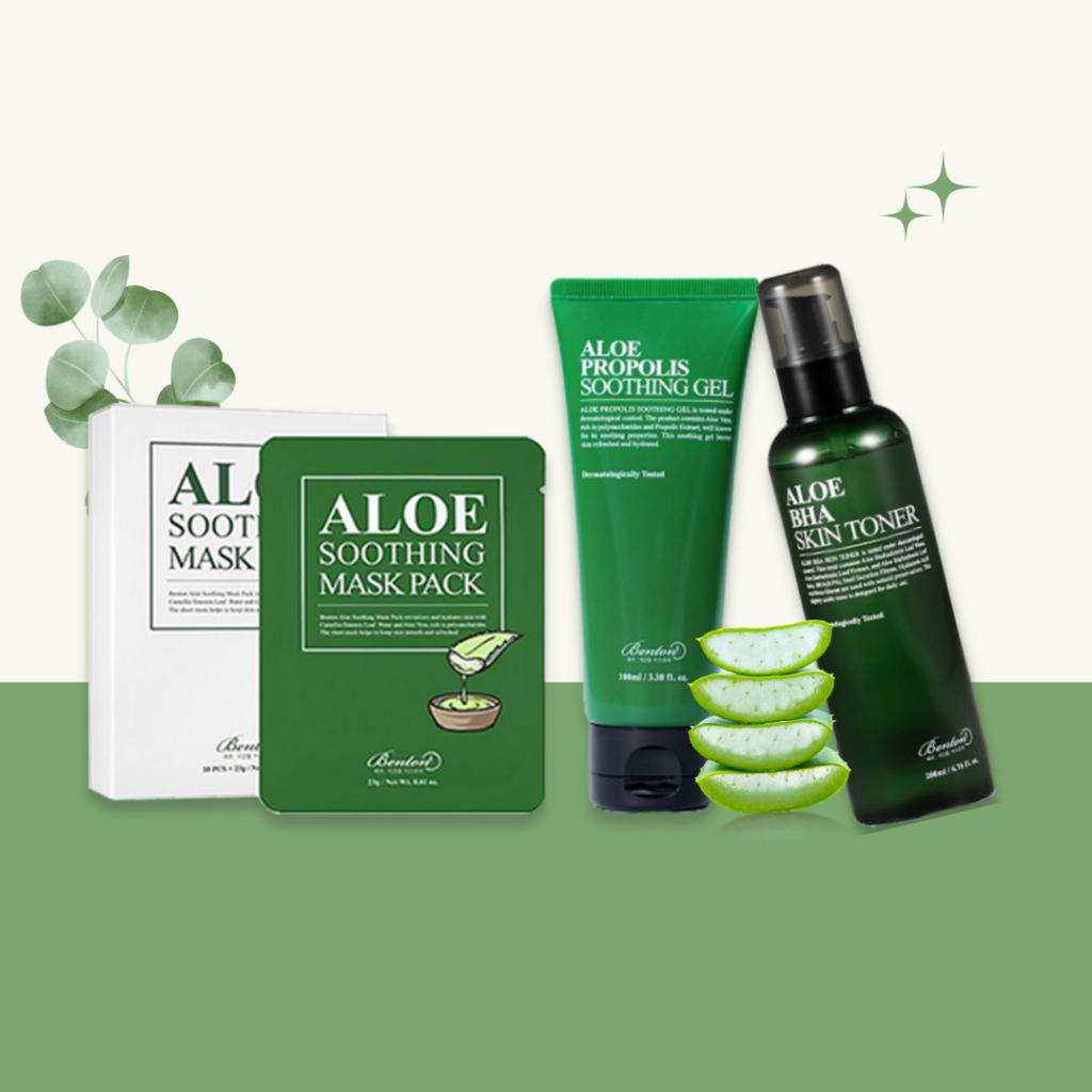 Benton - Aloe BHA Skin Toner, Aloe Propolis Soothing Gel, Aloe Soothing Mask Pack available for wholesale at UMMA.